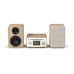 Classic Stereo Mini - L'affascinante micro impianto stereo, Bianco cotone/Rovere