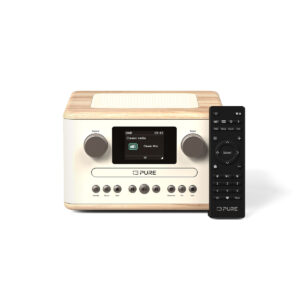 Classic C-D4 - L'affascinante radio digitale compatta con lettore CD, Bianco cotone/Rovere
