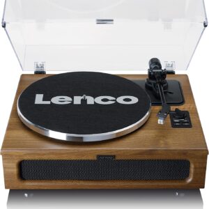 Lenco (Ls-410 Walnut) Uscita Rca 4 Difusori Integrati Pre Amplificatore On Of Giradischi Con Diffusori